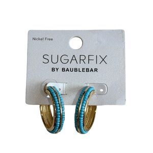 NWT Sugarfix by Baublebar hoop earrings in gold blue turquoise nickel free